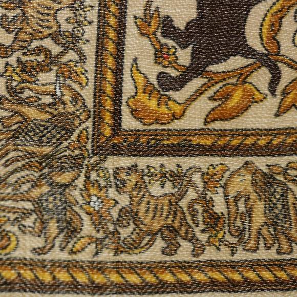 HERMES Carre 90 CHASSE EN INDE Scarf Silk Cashmere Brown Auth am4909 - Picture 12 of 15